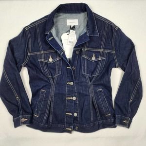 ✅ NWT $328 Current / Elliott Corset Trucker Denim Jean Jacket Blue Women Size 1